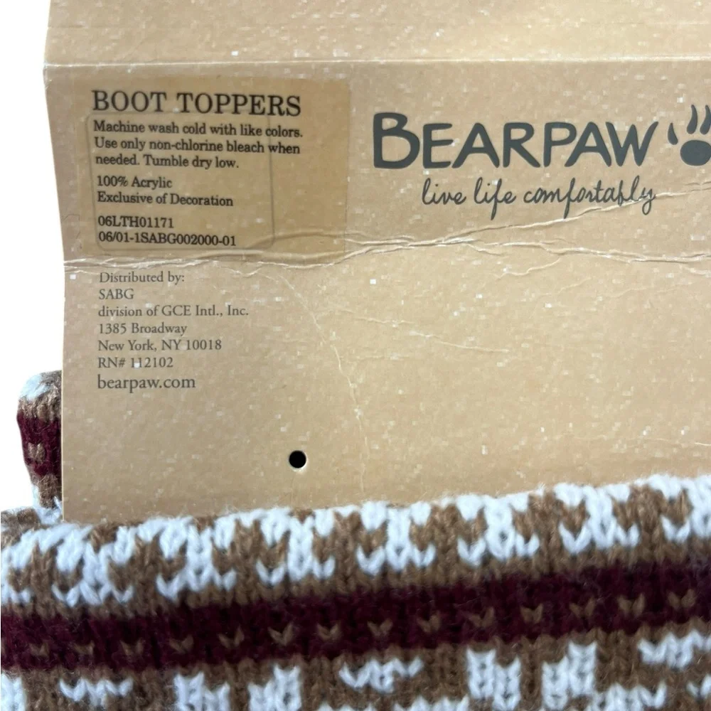 BEARPAW Fair Isle Knit Boot Toppers Fringe Winter Boot Cuffs OS NWT